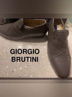 Giorgio Brutini Dark Brown Leather Slip-On Dress Shoes